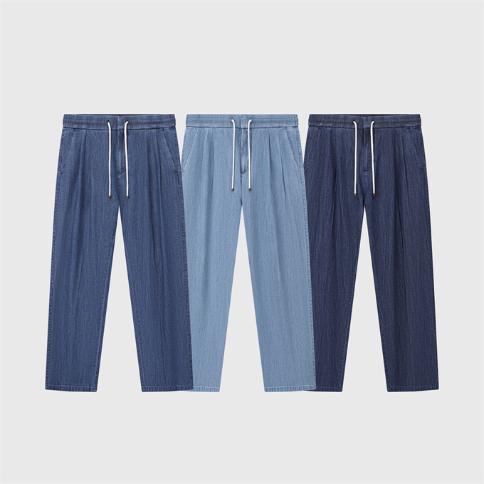 loro piana drawstring denim trousers